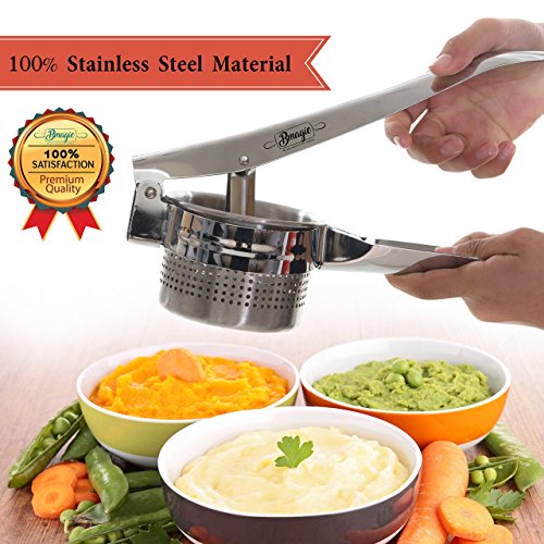 Pro Potato Ricer With Peeler Shredder. Stainless Steel Mashed Potatoes