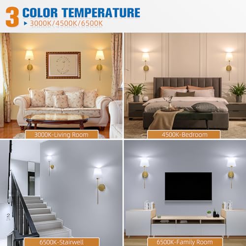 NIORSUN Battery Operated Wall Sconce Set of 2,Gold Rechargeable Wall Lights with 5200mAh Dimmable Bulbs and Remote,10 Colors Wireless Wall Lamps for Bedroom Living Room Hallway Decor