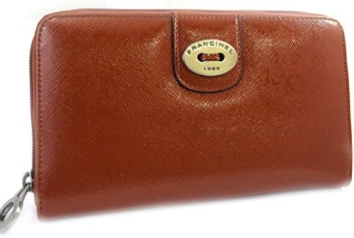 Zipped wallet + checkbook holder 'Romy'brown.