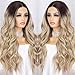 K'ryssma Ombre Blonde Lace Front Wig with Dark Roots Long Wavy Ombre Synthetic Wig Glueless Heat Resistant Wigs for Women
