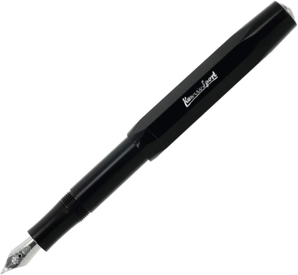 Kaweco SKYLINE SPORT Fountain Pen Black I Premium Writing Pen for Ink Cartridges 13 cm in Modern Design and Colour I Nib: EF (Extra Fine)