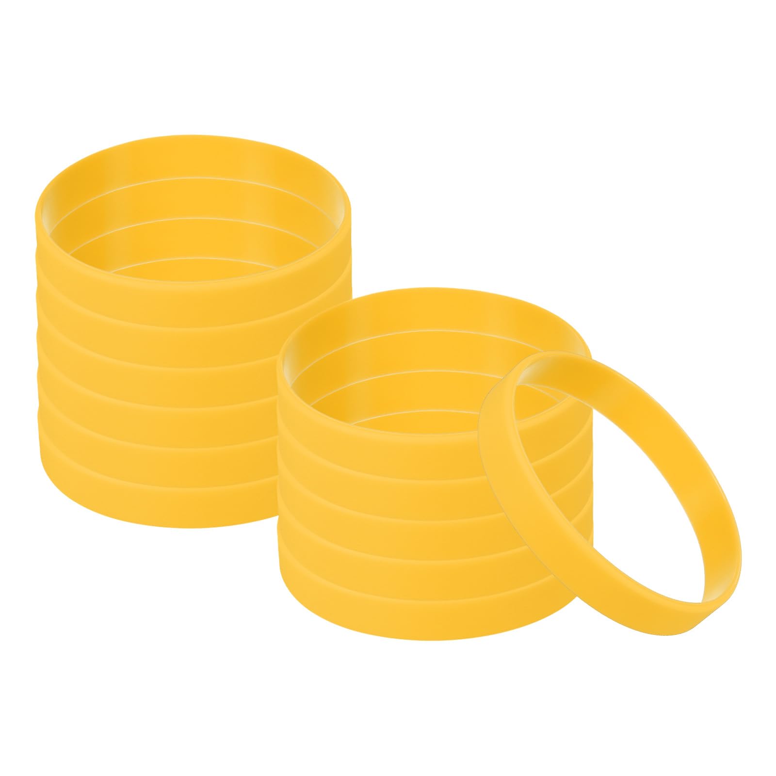 PATIKIL Silicone Bracelets, 12 Pack Rubber Elastic Colored Blank Broaden Wristbands Stretch Sport Bands for Adults Teen Sports Team Games, Yellow