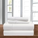 Danville Home 4 Piece 400 TC Cotton Bed Sheet Set - Soft Cotton Sheets with 16" Deep Pockets - Premium Quality Bedding Sheets & Pillowcases, 100% Cotton (White, Queen)