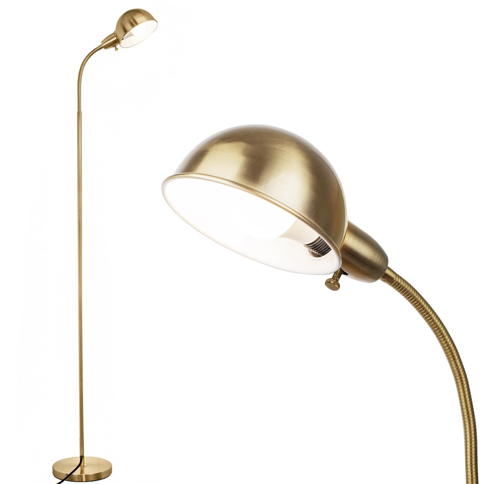 Photo 1 of LALISU Dimmable Floor Lamp with Flexible Gooseneck and Rotatable Shade, Modern Style Standing Tall Lamp, E26 Socket, LED Reading Lamp (Gold)