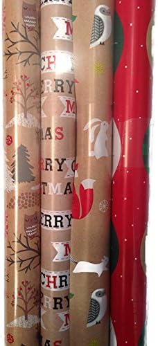 Woodland Friends 4 rolls Holiday Christmas Gift Wrapping Paper - 140 sq ft