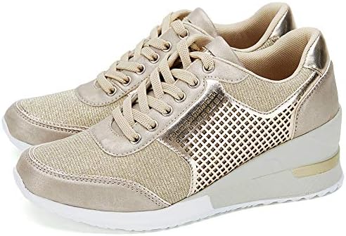 ANJOUFEMME Fashion Walking Wedge Trainers Women - Ladies Comfortable Lace Up Platform Shoes, Best Chioce Casual Daily Wear