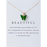Dainty Colorful Butterfly Pendant Necklace for Women,Bohemian Acrylic Cute Butterfly Chain Necklace Retro Card Adjustable Insect Animal Necklaces Friends Female Necklace