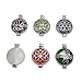 6 PCS Mixed Silver Round Aromatherapy Necklace Pendant Locket Essential Oil Diffuser Necklace Charms