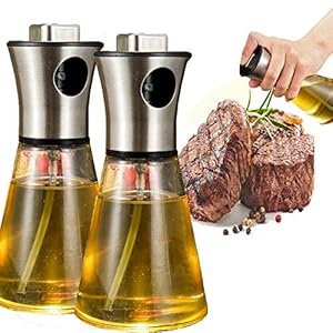 Olijfoliesproeier, chef-koks Gebruik bijtankende azijn-dispenser glazen fles met 2 tankende potten, olie controledieet…