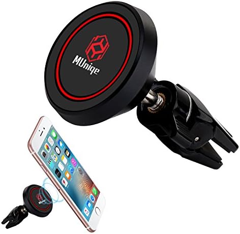 MUniqe Universal Magnetic Mini Air Vent Car Mount Holder Cradle,Suitable for iPhone X 8/7/7Plus/6s/6Plus/5S, Galaxy S5/S6/S7/S8, Google Nexus, LG, Huawei and More Smartphone (Black)