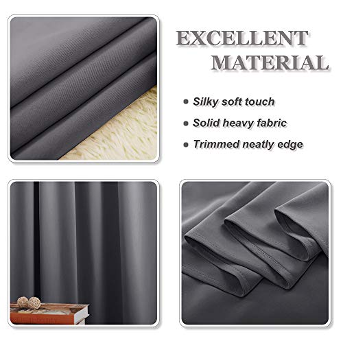 PONY DANCE Bedroom Curtains, Opaque, Grey, Set of 2, H 175 x W 140 cm, Thermal Curtains, Cold Protection, Winter Blackout Curtains, Eyelets, Thermal Curtains, Thermal Insulating