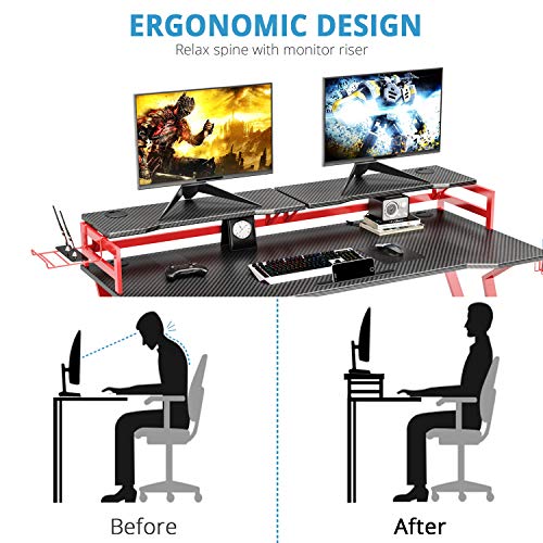 VIPEK Ergonomic Gaming Desk 55 Inch Home Office Gaming Computer Desk