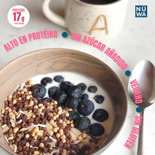 NÜWA 2MixPack Cereal Keto- Cereal con delicioso sabor a cacao o canela, almendras, coco y cacahuate - Alto en proteína y fibra - Sin azúcar añadida - Vegano - Ingredientes naturales y sin gluten