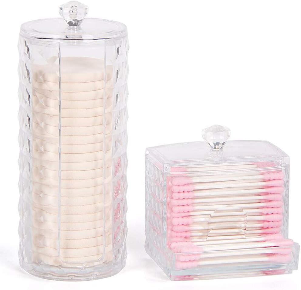 WELTRXE Cotton Buds Dispenser Makeup Organiser Bathroom Storage Cotton