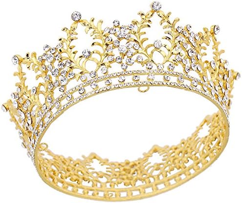 Pensoda Feminine Headbands Sparkle Crystal Crown Gorgeours Bling Quincenera Pageant Crown Women Bridal Crowns Tiaras Anniversary Gifts (Gold)