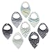 Enovoe Baby Bandana Bibs for Boys & Girls - 8 Pack - Includes Free Bonus Beanie - Newborn and Infant Unisex Cotton Drool Bibs with Snaps - Baby Shower Gifts