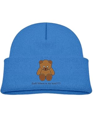 Kids Cool Cartoon Cute Teddy Bear Pattern Casual Flexible Winter Knit Hats/Ski Cap/Beanie/Skully Hat Cap