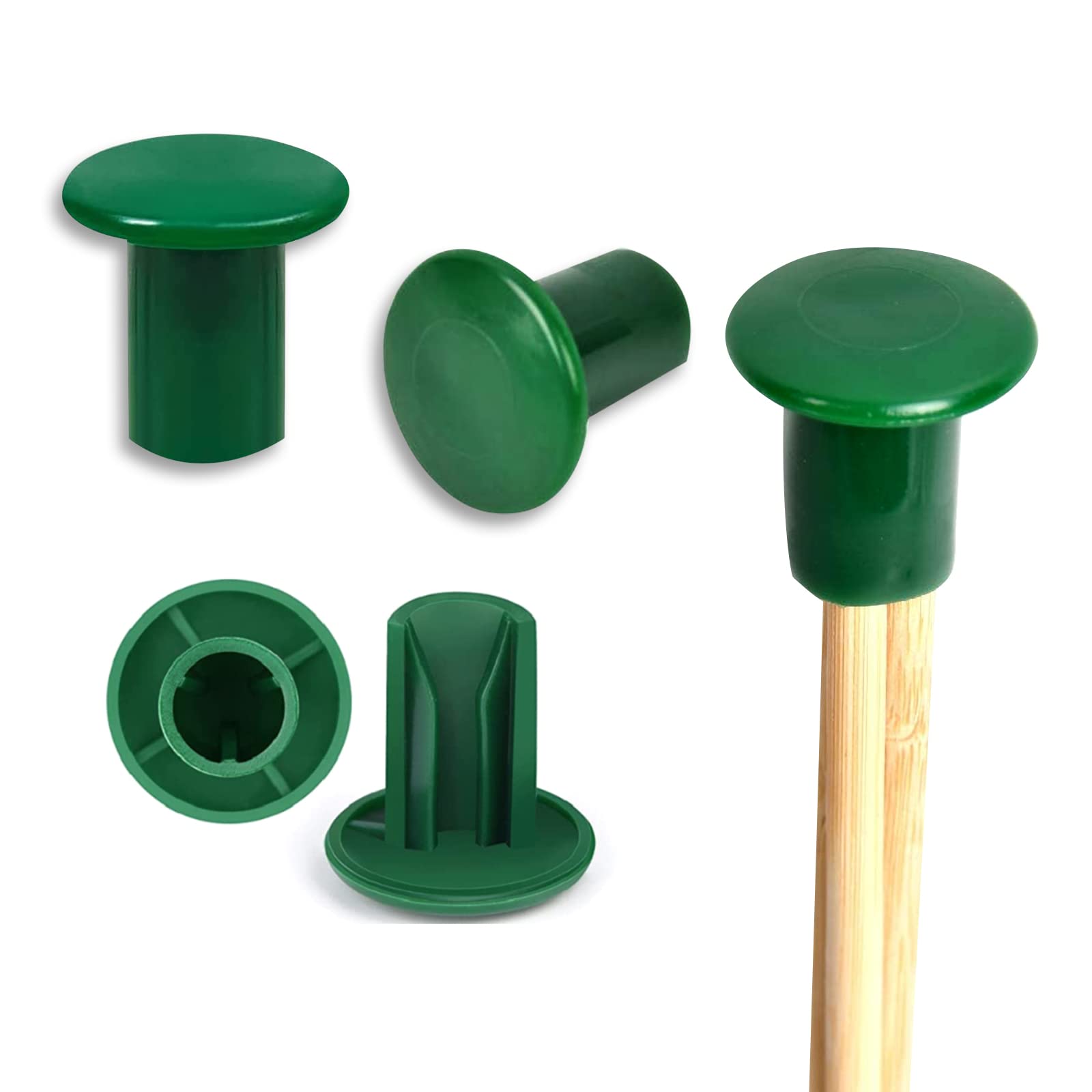 Jc.upin 24 Cane Toppers Caps,Green Rubber Garden Bamboo Cane Topper Protectors for Bamboo Sticks/Canes,Plant Stakes
