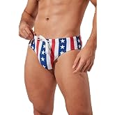 PINKY SENSON Men's American Flag Patriotic Swimwear Fourth of July Stars &amp; Stripes Swim Briefs