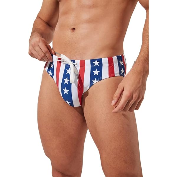 NEPTIO Men's American Flag Stars & Stripes Swimsuit Bikini Flag