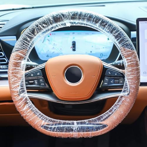 Joyzzz Disposable Car Seat Covers, 300 Pcs Clear Car Seat Protector, Plastic Seat Covers, Includes Wheel Covers, Gear Selector Covers and Handbrake Cover for Truck Auto Bus Accessories