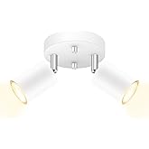 AUQUEE LED 2 Light Track Lighting Kit, LED Track Lighting Fixtures, White Round Ceiling Spot Lighting, Flexibly Rotatable Lig