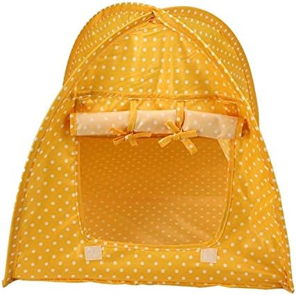 Egyptian Portable Foldable Cute Dots Pet Tent Playpen Outdoor Indoor Tent for Kitten Cat Small Dog Puppy Kennel Tents Cats Nest Toy House (Yellow)