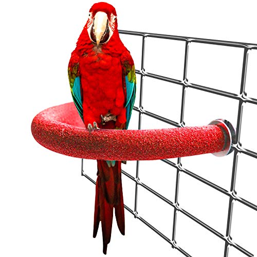 Bac-kitchen U Shape Bird Perch Stand Toy, Wood Parrot Stand Platform Colorful Sand Paw Grinding Stick Cage Accessories Exercise Toys for Cockatiel Conure Budgies Parakeet (Set 1)