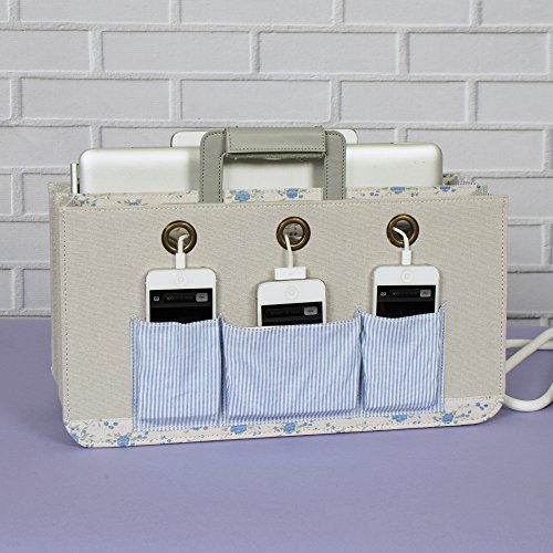 G.U.S. Portable Tech Station For Laptops, Tablets, Cell Phones and Other Portable Electronics. "Cottage" Collection, Made of MDF & Gray Leatherette - Thumbnail 3