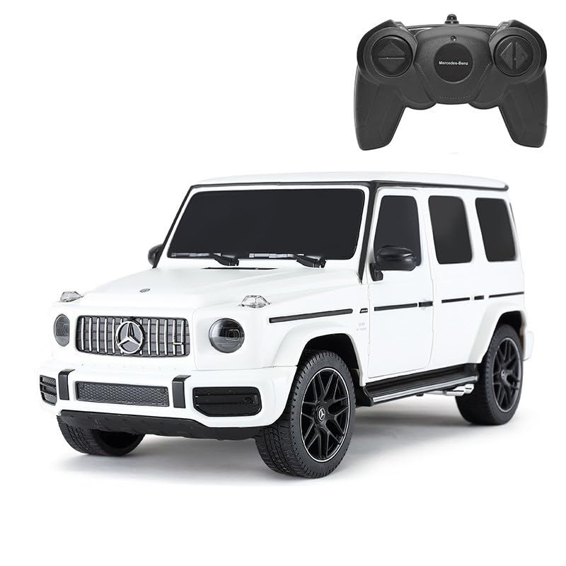 Officially Licensed Mercedes Benz G63 AMG RC Car, 1:24 Scale, White - Remote Controlled with Front Wheel Shock Absorbers, Suitable for Indoor and Outdoor Play