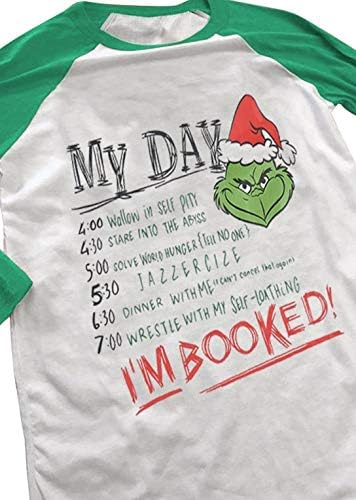 SUNFLYLIG Christmas I'm Booked Baseball T-Shirt Women's Xmas Casual 3/4 Raglan Sleeve Blouse Top Tee