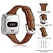 Maledan Replacement Bands for Fitbit Versa, Slim Genuine Leather Strap Accessories Replacement for Fitbit Versa Smartwatch, Small, Brown