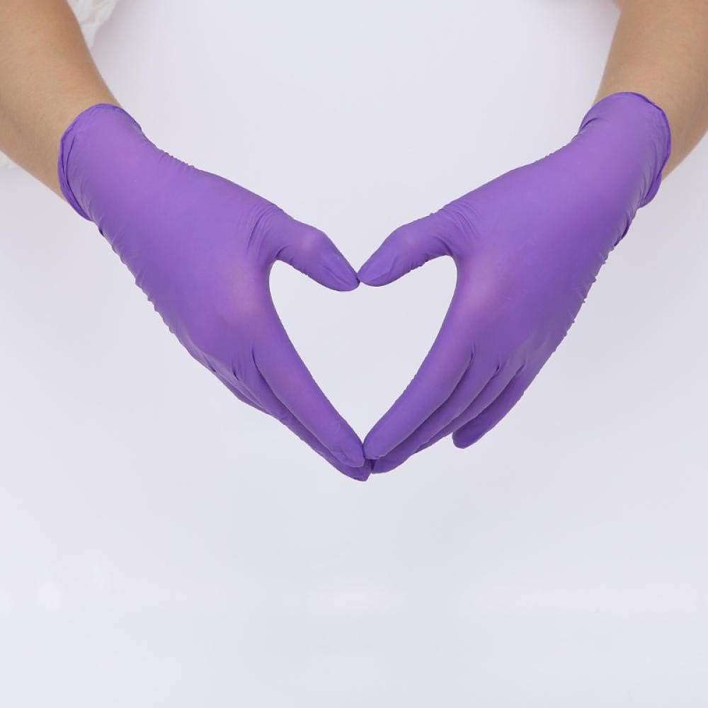 ZHEG Disposable Gloves PVC Powder-Free Food Latex Gloves Pack of 100-Purple-L