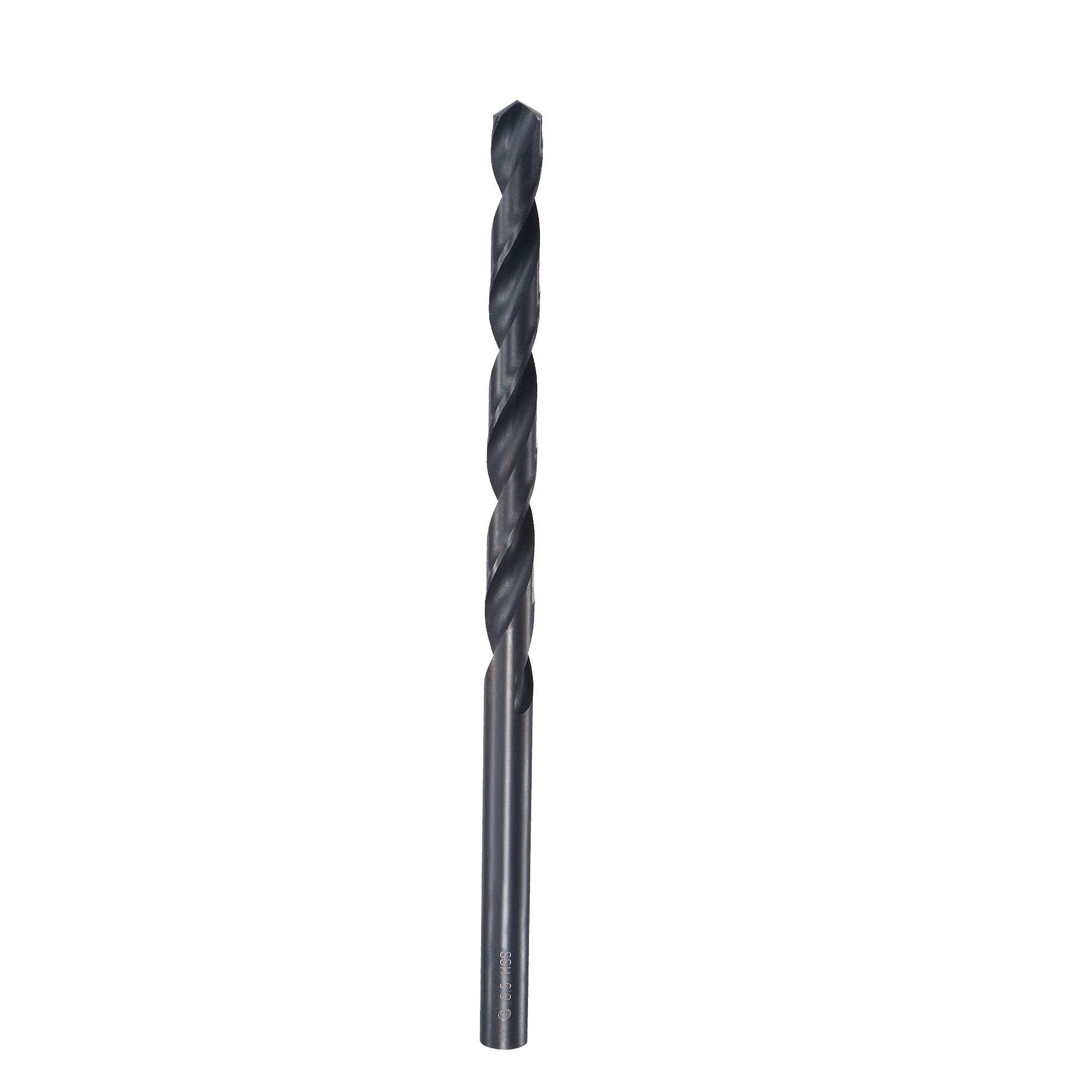 sourcing map High Speed Steel Lengthen Straight Shank Twist Drill Bit Fully Ground Black Oxide 8.5mm Drill Diameter 165mm Total Length 85mm Drill Bit Length