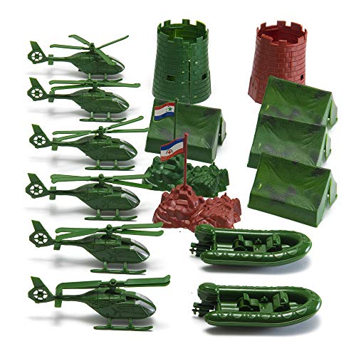 JaxoJoy 200-Piece Army Men Military Set - Cool Mini Action Figure Play Set w/ Soldiers, Vehicles, Aircraft & Boats - Pretend WWII Army Base & Military Toy Figurines for Boys - Thumbnail 4