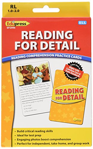 Edupress Reading Comprehension Practice Cards, Reading for Detail, Yellow Level (EP62996)