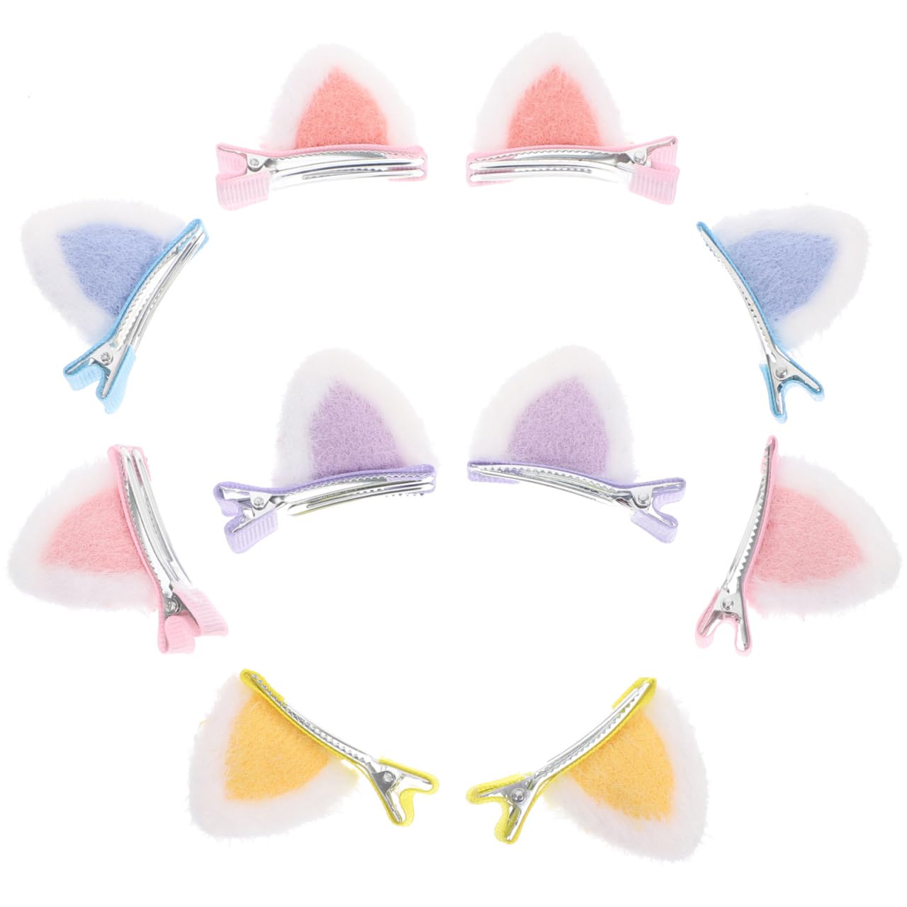 POPETPOP Cat Ear Hair Clips for Kids Girls 5 Pairs Plush Barrettes Soft Hairpins for Toddlers Cute Accessories for Everyday Styling and Party Hairdos