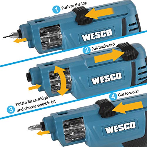 WESCO Cordless Screwdriver, Electric Screwdriver 4V Max 1.5Ah Rechargable Battery, 12 Pcs Screwdriver Bits, Front LED, Mini Screw Guns, Multifunctional Tools/WS2013U
