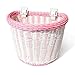 Colorbasket 02201 Front Handle Bar Junior Bike Basket, All-Weather, Water Resistant, Adjustable Leather Straps, White with Pink Trim