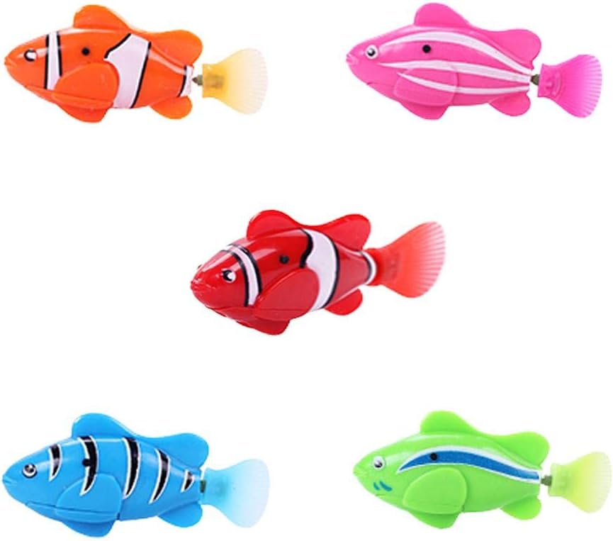 Swimming Robot Fish Activated in Water Electric Turbot Clownfish Battery Powered Robo Fish Toy Children Kids Robotic Gift Light Transparent Electric Fish (4 Pcs 2.950.781.37inch)