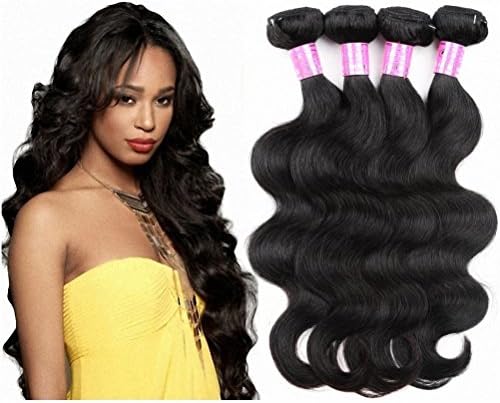 4 Bundles Of Brazilian Hair Body Wave Cheap Remy Human Hair Weave Extensions Real Unprocessed Virgin 8A Grade Double Weft No Smell Natural Black Color 24 26 28 30 Inch