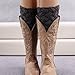 FAYBOX Short Women Crochet Boot Cuffs Winter Cable Knit Leg Warmers Dark Gray
