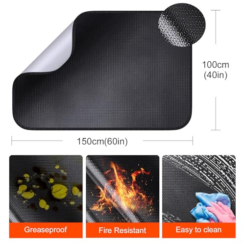 Alckijy Fire Retardant Mat | Foldable Heat Resistant Mat 100*150cm | Floor Protection Mat | Grill Mats | Anti Spark Plate | for BBQs, Stoves, Floors, Lawns