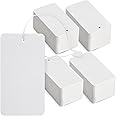 500-Pack Hang Tags with String Attached and Fasteners, Blank Writable Cardstock Paper Tags for Presents, Clothing, Shipping, Retail, Gift Bags, White (3.5x2 in)