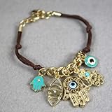 TANZKY Handmade God Fatima Bracelet Hamsa Hand Khamasa Evil Eye Knit Rope String Bangle
