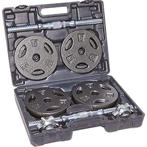 IRONMAN 40lb Cast Iron Adjustable Dumbbell Set with Carry Case