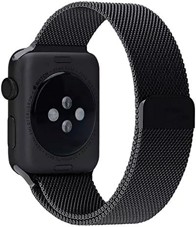 Black Milanese Loop Stainless Steel Strap Watch Bands for 42mm Apple Watch Magnetic Closure