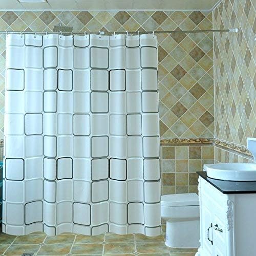 WIHY Fabric Shower Curtain Liner Resistant Washable Weighted Toilet Water-Resistant Anti-Mildew Quadrant Bathroom Enclosed 300W*200High+ Hanging Loop