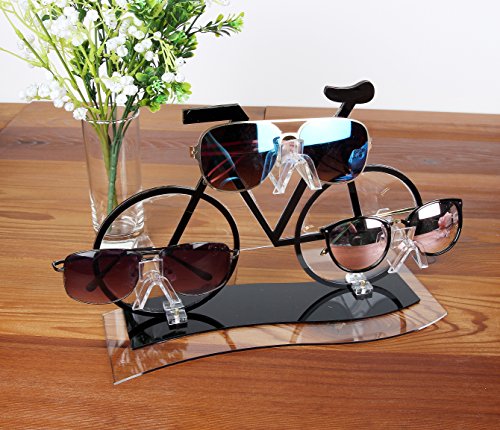 Eyeglass Display / Sunglass Display Rack Holder - Bicycle Design - For Eyewear, Sunglasses, Reading Glasses - Black 11.75 x 0.25 x 7.75 Inches