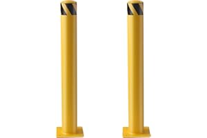 JTZFD 2 Packs Safety Bollard,42 Inches Height Steel Bollard Safety, 4.5 Inch Diameter Parking Bollard.Yellow Steel Bollard for Driveways, Parking Lots, Store Entrances and Sensitive Areas